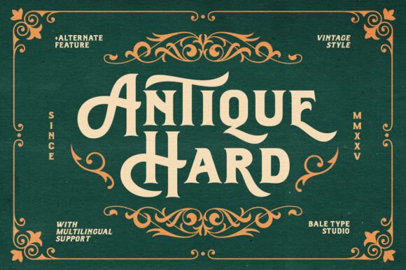 Antique Hard Font for Vintage Handmade Labels